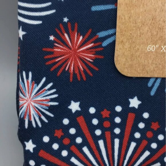 Williamstown 4th of July Fireworks Tablecloth 60x84 Easy Care Blue Red White - Picture 4 of 9